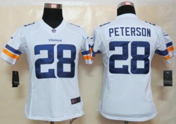 Cheap Women Nike Minnesota Vikings 28 Adrian Peterson White Limited NFL Football Jerseys 2013 New Style