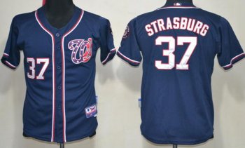 Kids Washington Nationals 37 Stephen Strasburg Blue Baseball MLB Jerseys Cheap