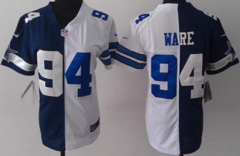 Cheap Women Nike Dallas Cowboys 94 DeMarcus Ware Blue White Split NFL Jerseys