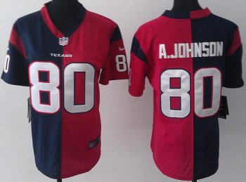 Cheap Women Nike Houston Texans 80 Andre Johnson Red Blue Split NFL Jerseys