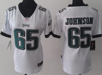 Cheap Women Nike Philadelphia Eagles 65 Johnson White NFL Jerseys