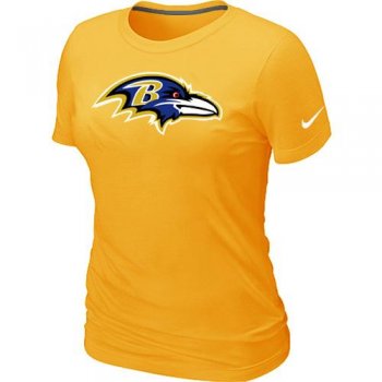 Cheap Women Nike Baltimore Ravens Yellow Logo NFL Football T-Shirt