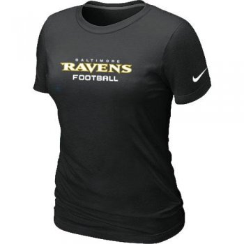 Cheap Women Nike Baltimore Ravens Sideline Legend Authentic Font BLACK NFL Football T-Shirt