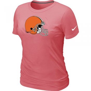 Cheap Women Nike Cleveland Browns Pink Logo NFL Football T-Shirt