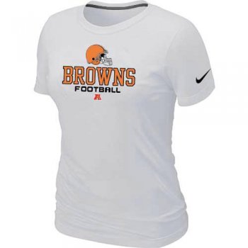 Cheap Women Nike Cleveland Browns White Critical Victory NFL Football T-Shirt