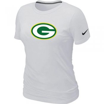 Cheap Women Nike Green Bay Packers White Logo NFL Football T-Shirt