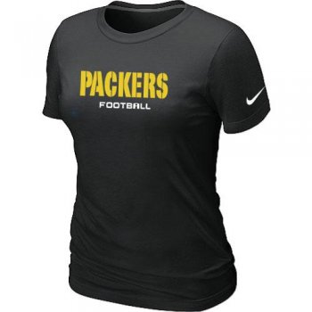 Cheap Women Nike Green Bay Packers Sideline Legend Authentic Font Black NFL Football T-Shirt