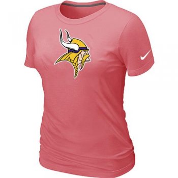 Cheap Women Nike Minnesota Vikings Pink Logo NFL Football T-Shirt