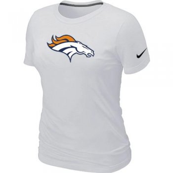 Cheap Women Nike Denver Broncos White Logo NFL Football T-Shirt