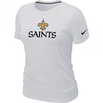 Cheap Women Nike New Orleans Saints Authentic Logo White NFL Football T-Shirt