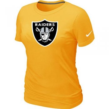 Cheap Women Nike Oakland Raiders Yellow Logo NFL Football T-Shirt