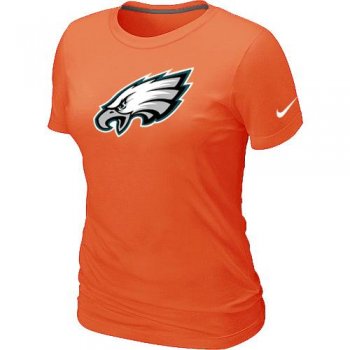 Cheap Women Nike Philadelphia Eagles Orange Logo NFL Football T-Shirt