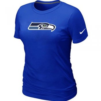 Cheap Women Nike Seattle Seahawks Blue Logo NFL Football T-Shirt