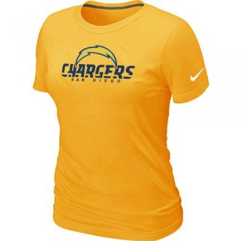 Cheap Women Nike San Diego Chargers Authentic Logo Yellow NFL Football T-Shirt