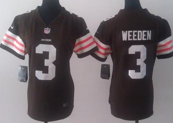 Cheap Women Nike Cleveland Browns 3 Brandon Weeden Brown NFL Jerseys