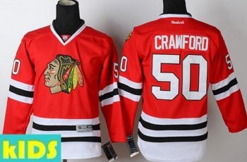 Kids Chicago Blackhawks 50 Corey Crawford Red Hockey NHL Jersey For Sale