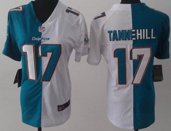 Cheap Women Nike Miami Dolphins 17 Ryan Tannehill White Green Split NFL Jerseys 2013 New Style