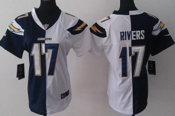 Cheap Women Nike San Diego Chargers 17 Philip Rivers Blue White Split NFL Jerseys