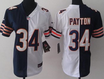 Cheap Women Nike Chicago Bears 34 Walter Payton Blue White Split NFL Jerseys