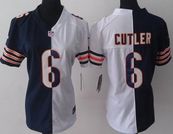 Cheap Women Nike Chicago Bears 6 Jay Cutler Blue White Split NFL Jerseys