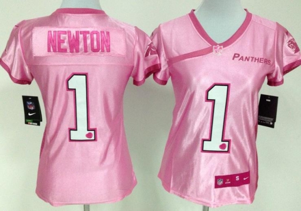 Cheap Women Nike Carolina Panthers 1# Cam Newton Pink Love's NFL Jersey