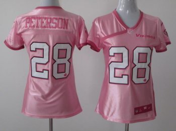 Cheap Women Nike Minnesota Vikings 28# Adrian Peterson Pink Love's NFL Jersey