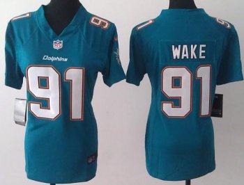 Cheap Women Nike Miami Dolphins 91 Cameron Wake Green NFL Jerseys 2013 New Style