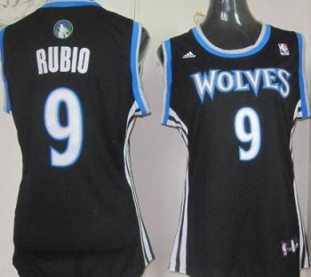 Cheap Women Minnesota Timberwolves 9 Ricky Rubio Black Revolution 30 Swingman NBA Jerseys