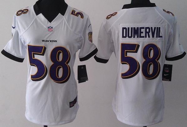 Cheap Women Nike Baltimore Ravens 58 Elvis Dumervil White LIMITED Jerseys