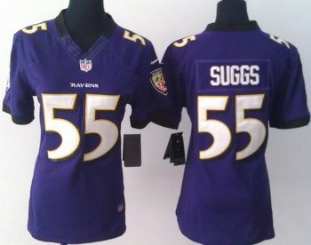 Cheap Women Nike Baltimore Ravens 55 Terrell Suggs Purple LIMITED Jerseys