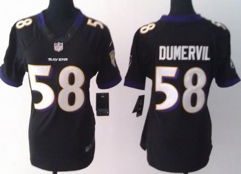 Cheap Women Nike Baltimore Ravens 58 Elvis Dumervil Black LIMITED Jerseys