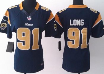 Cheap Women Nike St.Louis Rams 91 Chris Long Dark Blue LIMITED Jerseys