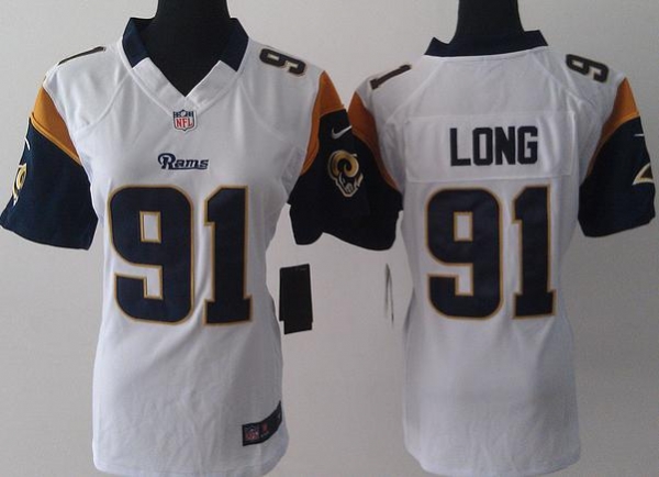 Cheap Women Nike St.Louis Rams 91 Chris Long White LIMITED Jerseys