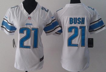 Cheap Women Nike Detroit Lions 21 Reggie Bush White LIMITED Jerseys