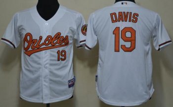 Kids Baltimore Orioles 19 Chris Davis White Cool Base MLB Jerseys Cheap