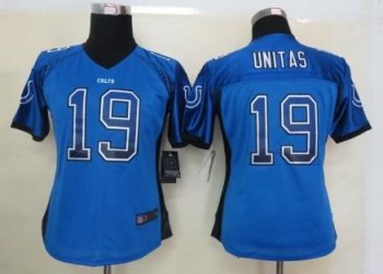 Cheap Women Nike Indianapolis Colts 19 Johnny Unitas Royal Blue Drift Fashion Elite NFL Jerseys