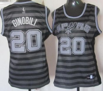 Cheap Women San Antonio Spurs 20 Manu Ginobili Grey With Black Strip Revolution 30 Swingman NBA Jerseys