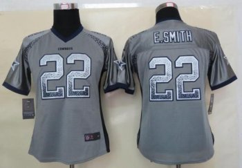 Cheap Women Nike Dallas Cowboys 22 Emmitt Smith Grey Drift Fashion Elite NFL Jerseys 2013 New