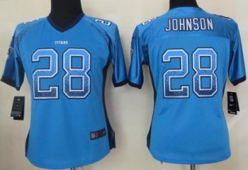 Cheap Women Nike Tennessee Titans 28 Chris Johnson Light Blue Drift Fashion Elite NFL Jerseys