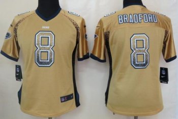 Cheap Women Nike St Louis Rams 8 Sam Bradford Gold Drift Fashion Elite NFL Jerseys