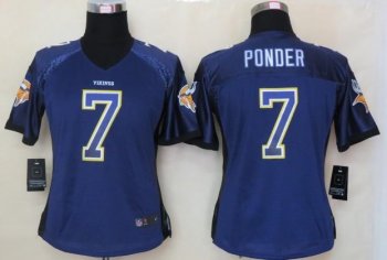 Cheap Women Nike Minnesota Vikings 7 Christian Ponder Purple Drift Fashion Elite NFL Jerseys