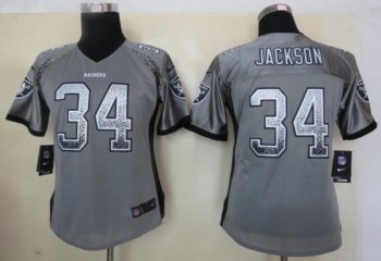 Cheap Women Nike Oakland Raiders 34 Bo Jackson Grey Drift Fashion Elite NFL Jerseys