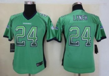 Cheap Women Nike Seattle Seahawks 24 Marshawn Lynch Green Drift Fashion Elite NFL Jerseys