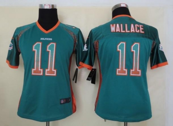 Cheap Women Nike Miami Dolphins 11 Mike Wallace Aqua Green Drift Fashion Elite NFL Jerseys