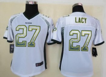 Cheap Women Nike Green Bay Packers 27 Eddie Lacy White Drift Fashion Elite NFL Jerseys