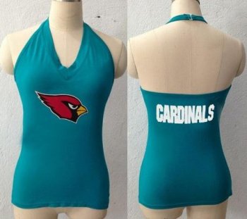 Cheap Women's All Sports Couture Arizona Cardinals Ladies Fashion Long Sleeve V-Neck Halter Top - Aqua