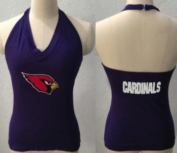 Cheap Women's All Sports Couture Arizona Cardinals Ladies Fashion Long Sleeve V-Neck Halter Top - Purple