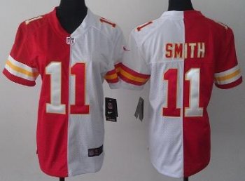 Cheap Women Nike Kansas City Chiefs 11 Alex Smith Red White Split NFL Jerseys