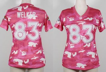 Cheap Women Nike Denver Broncos 83 Wes Welker 2013 New Pink Camo Fashion NFL Jerseys