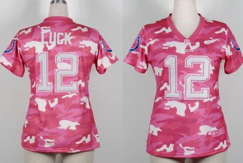 Cheap Women Nike Indianapolis Colts 12 Andrew Luck 2013 New Pink Camo Fashion NFL Jerseys